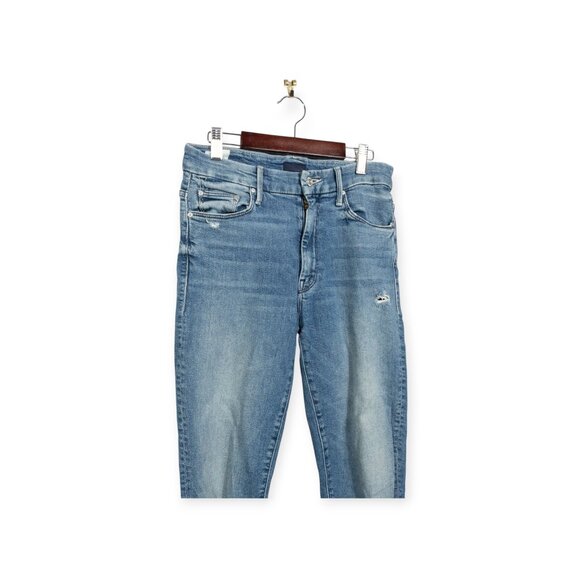 Mother Rainbow Pocket Jeans SZ 26 High-Waisted Looker Ankle Chew Denim Distress - Picture 11 of 13